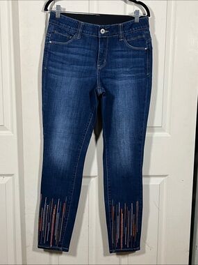 Jag Jeans, Dark Blue, Sequins Embellished Ankle Jeans, Skinny, size 10 / 30